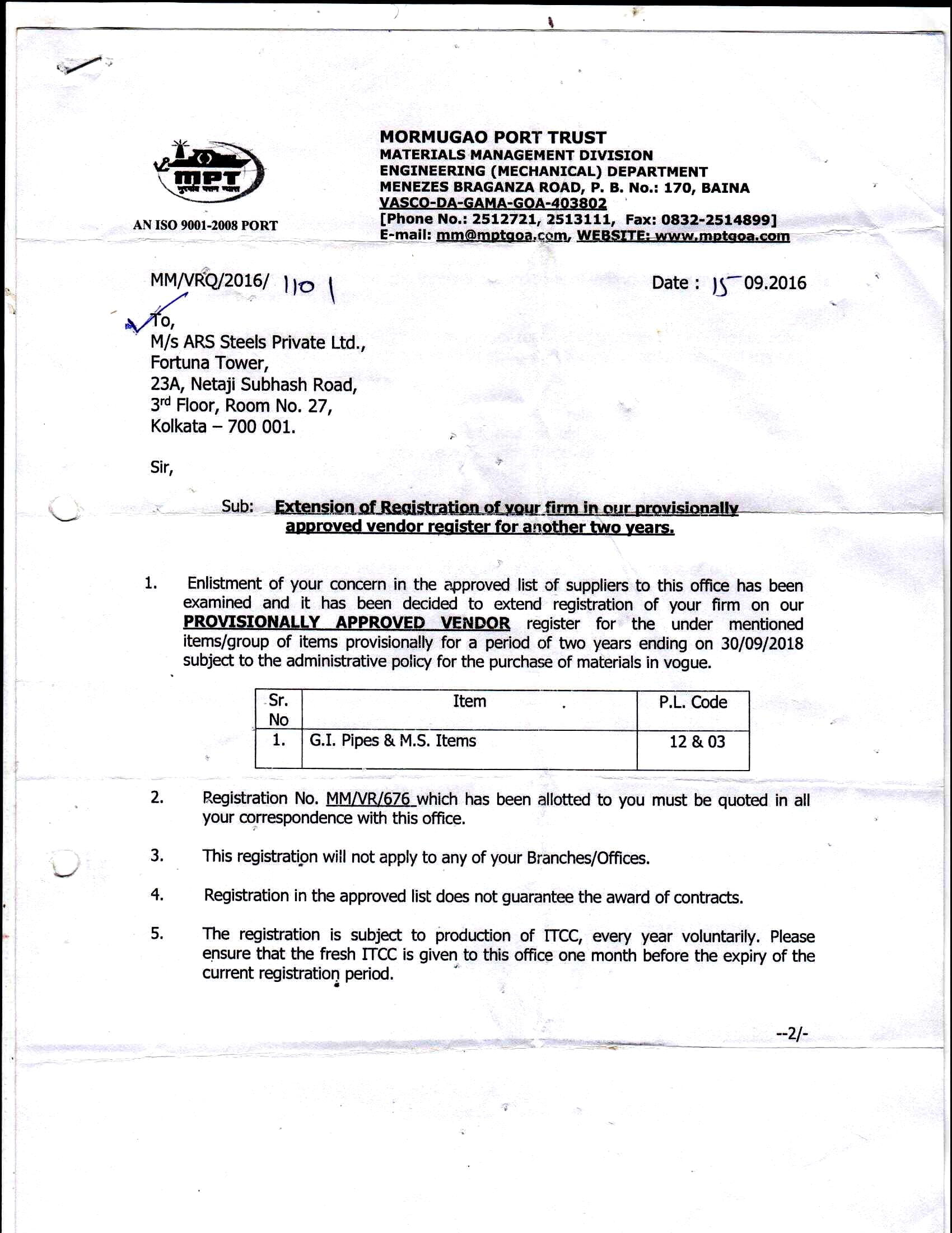 MORMUGAO PORT TRUST